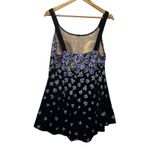 It Figures Womens 22W One Piece Swim Dress Purple Floral Ruched Slimming Tummy Black Photo 1