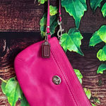 Coach Authentic  Clutch Wristlet Hot Pink Fuchsia Pebbled Leather 8x5 Photo 0