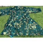 California Dynasty Vintage Kimono Green‎ and Gold Floral Robe Size Small Green Photo 7