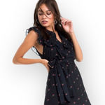 Wildfox new  Couture 𑁍 Dolly Rose Print Ruffle Mini Dress 𑁍 Black Red 𑁍 Medium Photo 0