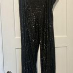 The Limited  Black Sequin Pants High Rise Wide Leg Side Zip Women’s Size 16  W Party Photo 3