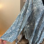 Knox Rose Knox‎ Rose Blue White Open Front Rayon Cardigan Kimono Paisley Western Boho Photo 1