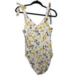 Old Navy Printed Tie-Shoulder V-Neck Rib-Knit Bodysuit - White Floral Size M Photo 3