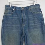 Free People NEW  paint‎ splatter raw hem cropped Maggie straight jeans, 31 Photo 3