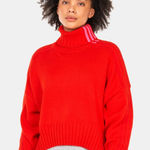 Adidas Ivy Park Cropped Turtleneck Sweater Power Red Pink Stripes Women's XS Photo 0