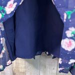 Maison Jules Size Large Navy Blue Floral Print Stretch Waistband Pleated Skirt Photo 4