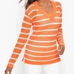 Talbots NWOT Open Weave Long Sleeve Sweater Striped Photo 2