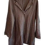 Bryn Walker Gray Linen Long Length One Button Jacket - size Large Photo 0