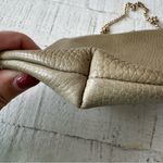 Vintage Leather Kiss Lock Purse Gold Chain Strap Tan Pebbled Unlined Feminine Photo 2