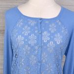 August Silk  Lace Front Cardigan Blue-Medium Photo 1