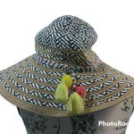 Steve Madden  White Black Paper Straw Khaki Sun Hat Wide Brim One Size Photo 0