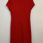 LK Bennett L.K. Bennett Womens Red Drape Detail Short Sleeve Zip Back Shift Dress Size 8 Photo 3