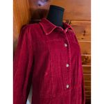 Vintage 80s 90s Maroon Red Corduroy Maxi Shirt Dress / Duster sz 16 Cottagecore Photo 3