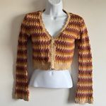 West of Melrose Cropped Knit Crochet Brown Top Festival 70's Boho Y2k Size XS Photo 0