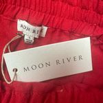Moon River red high rise elastic ruffle waist front overlay pull on pants Photo 9