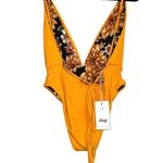 Maaji NWT Honey Safari Plunge One Piece Yellow Floral Reversible Swimsuit LARGE Photo 6