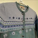 Tally Ho Blue and Gray Floral Fair Isle Cardigan Sweater Medium Photo 2