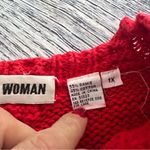 Vintage Chaus Woman Vibrant Red Knit Funky Embroidered Knit Sweater Size 1X Photo 6
