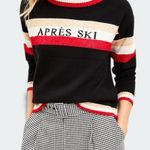 Lou & grey  Après Ski Sweater M/L Black Red Stripe Cozy Winter Photo 0