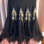 Vintage S.L. Fashions Size 12 Black Floral Embellished Midi Dress Photo 1