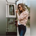 frame denim Frame Snap Detailed Ruched Shell Bomber‎ Jacket in Nude Medium MSRP $425 Photo 2