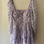 ASOS  Purple Lilac Embroidered Floral Puff Sleeve Bustier Tiered Dress Photo 1