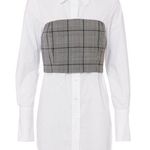 Sea New York Plaid Corset Button Down Shirt Gray Size XS Photo 0