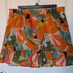 Christian Sirano Jungle Print Cotton Ruffle Mini Skirt Women's XL Orange Photo 0
