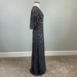 Adrianna Papell  Beaded A-Line Short Sleeve Long Evening Gown Purple Size 4 Dress Photo 2