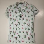 Bad Birdie Desert Hazard Short Sleeve golf Polo Shirt cactus print size small Green Photo 1
