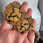 Vintage Lee Sands Lion Statement Beaded Necklace With Earrings Black Photo 8