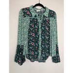 easel Boho Green Floral Bell Sleeve Flowy Blouse Naturecore Sz Large Photo 4