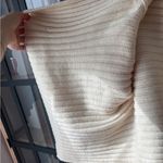 Theory  wool cashmere cardigan sweater wrap front rib knit ivory vintage top Photo 6
