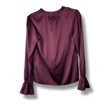Paige NWT Dusty Cherrywood Laurin Satin Frilled Ruffled Long Sleeve Blouse XS Photo 7