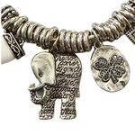 Lucky Elephant Charm Pendant Bracelet Set Silver Photo 5