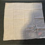 Antique Soft Cotton Floral Embroidered Handkerchief Pink White Photo 2