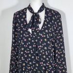 H&M Divided Black Floral Mini Dress with Neck Tie Size 14 Wedding Guest Dress Photo 1