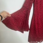 White House | Black Market NEW WHBM Drama Sleeve Lace Shift Dress in Dark Rouge Red Photo 3
