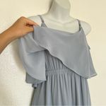Show Me Your Mumu  Caitlyn Ruffle Maxi Dress Cold Shoulder Steel Blue Chiffon M Photo 8