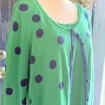 Quacker Factory  Women L Sweater Green Blue Polka-Dot Cardigan With Attached Top Photo 1