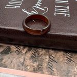 Vintage Brown Agate Carved Ring Band • Size 7 • Earthy Boho Gemstone Photo 5