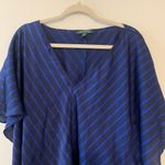 Lauren Ralph Lauren Top Womens Large XL Blue Multicolor Stripe V Neck Blouse Photo 1
