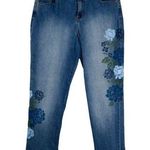 Style & Co 1990s Vintage . Skinny Straight Jeans with Boho Floral Pattern Photo 0