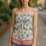 Jessica Simpson  Size M Romper Shorts Tube Top Floral Womens Summer Resort White Photo 0