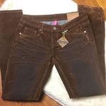 Almost Famous Burnout velvet jeans Junior size 7 Brown New NWT Photo 0