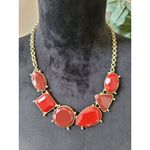 Women's Red Gemstone Statement Necklace With Gold Chain And Lobster Clasp Lock Photo 1