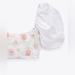 ZARA Floral Poplin Crochet/Smocked Crop Top Photo 1