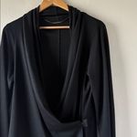 Elie Tahari  Wool and Lamb Leather Black Cardigan Photo 4