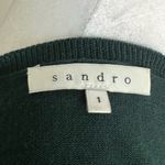 Sandro  emerald green w/leather 100% merino wool Crew Neck Sweater Photo 9