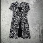 Dressbarn Dress Women's 12 Black White Print Ring Front Pleated Y2k Office Siren Photo 1